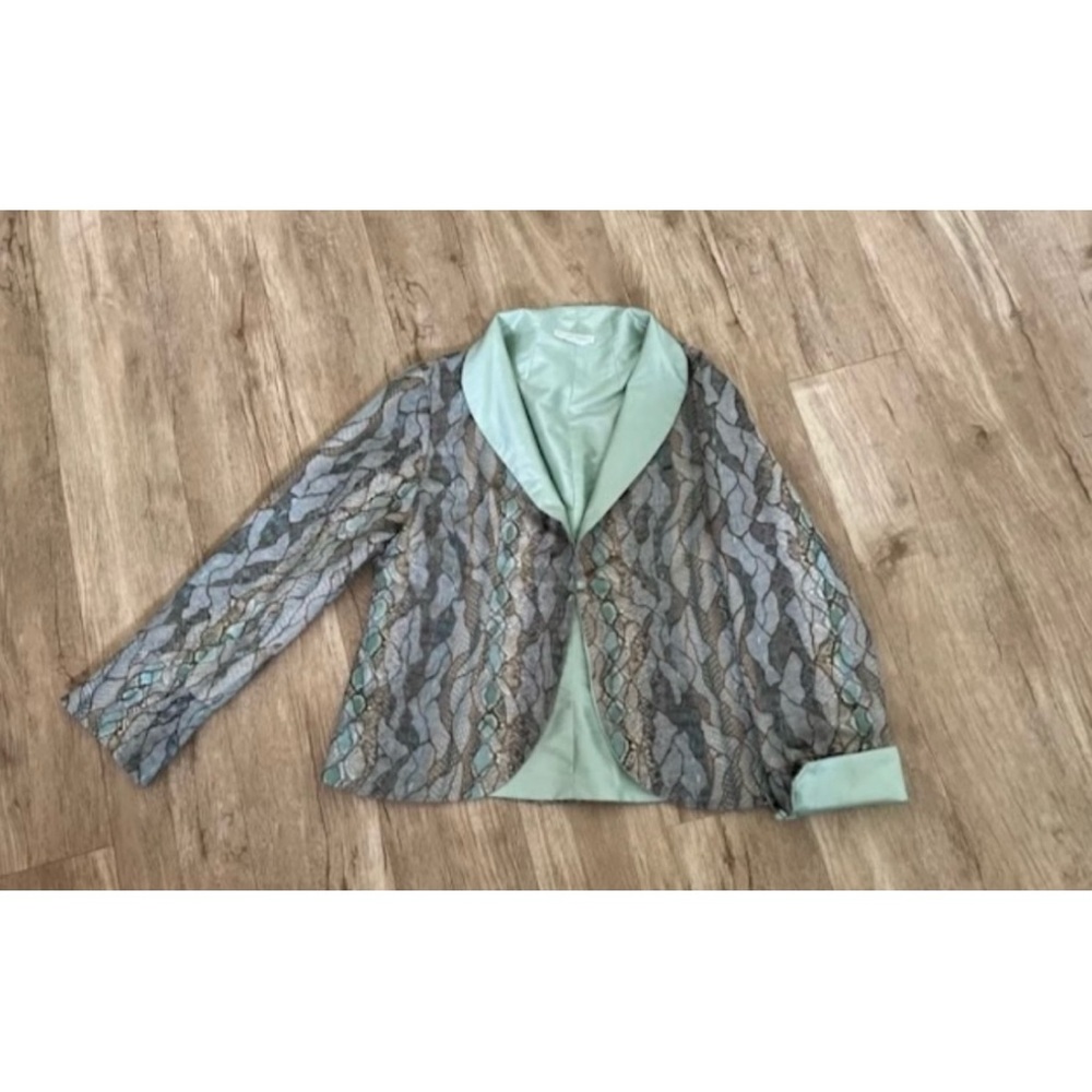 Vintage Metallic Brown Snake-Inspired Jacket • Seafoam Green Trim - Picture 12 of 15
